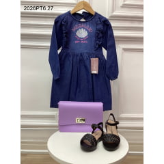 Kit 3 Peças Vestido Infantil Tamanho 6 com Bolsa + Calçado