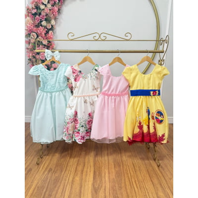 Kit 4 Peças Vestidos Luxo Daminhas Festas Temáticos TAMANHO 12