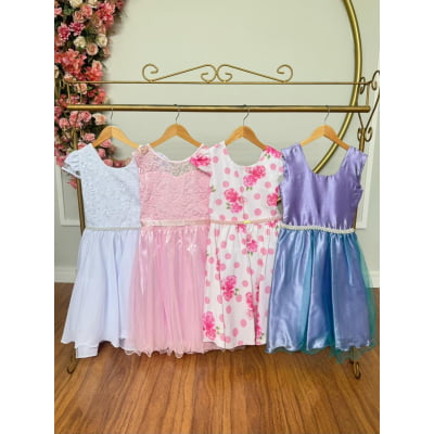 Kit 4 Peças Vestidos Luxo Daminhas Festas Temáticos TAMANHO 16 Kit 4 Peças Vestidos Luxo Daminhas Festas Temáticos TAMANHO 16