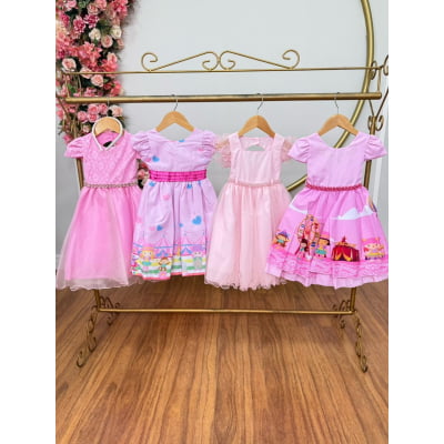 Kit 4 Peças Vestidos Luxo Daminhas Festas Temáticos TAMANHO 3