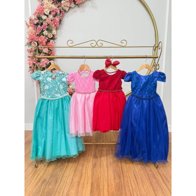 Kit 4 Peças Vestidos Luxo Daminhas Festas Temáticos TAMANHO 4 Kit 4 Peças Vestidos Luxo Daminhas Festas Temáticos TAMANHO 4