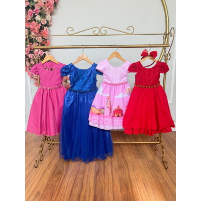 Kit 4 Peças Vestidos Luxo Daminhas Festas Temáticos TAMANHO 4