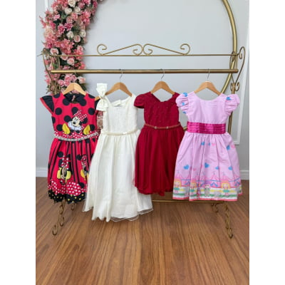 Kit 4 Peças Vestidos Luxo Daminhas Festas Temáticos TAMANHO 6 Kit 4 Peças Vestidos Luxo Daminhas Festas Temáticos TAMANHO 6
