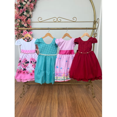 Kit 4 Peças Vestidos Luxo Daminhas Festas Temáticos TAMANHO 6