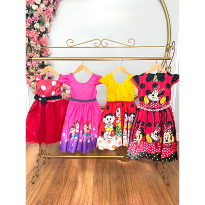 Kit 4 Peças Vestidos Luxo Daminhas Festas Temáticos TAMANHO 8
