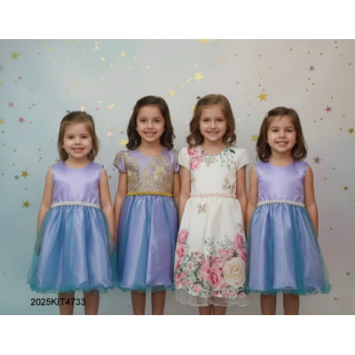 Kit de 4 Peças de Vestidos Luxo Daminhas Festas 7