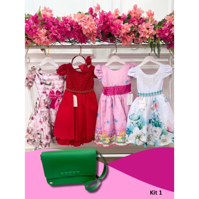 Kit de 4 Peças de Vestidos Luxo Daminhas Festas Temáticos no TAMANHO 4-1