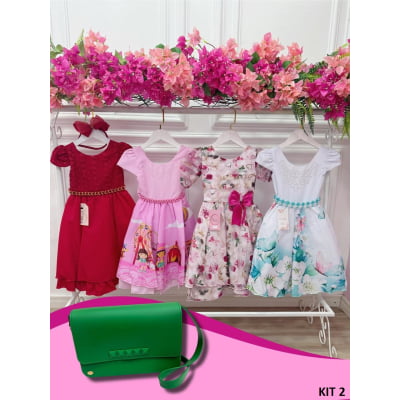Kit de 4 Peças de Vestidos Luxo Daminhas Festas Temáticos no TAMANHO 4-1