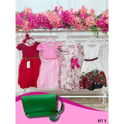 Kit de 4 Peças de Vestidos Luxo Daminhas Festas Temáticos no TAMANHO 4-1