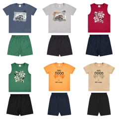 Kit Conjunto Elian Meninos Infantil 6 Peças estampas e cores variadas do 4 ao 8