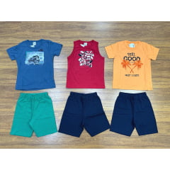 Kit Conjunto Elian Meninos Infantil 6 Peças estampas e cores variadas do 4 ao 8