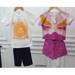 Kit Conjunto Elian Meninas Infantil 4 Peças Tamanhos 4 -10-12 e 14