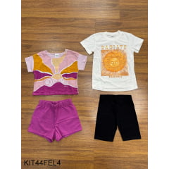 Kit Conjunto Elian Meninas Infantil 4 Peças Tamanhos 4 -10-12 e 14