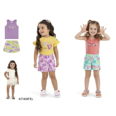 Kit Conjunto Elian Meninas Infantil 4 Peças Tamanho 8