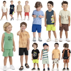 Kit Conjunto Elian Meninos Infantil 10 Peças estampas e cores variadas tamanho 4