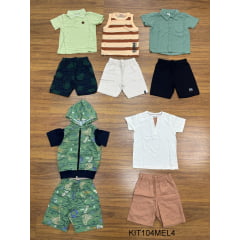 Kit Conjunto Elian Meninos Infantil 10 Peças estampas e cores variadas tamanho 4