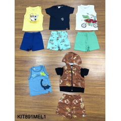 Kit Conjunto Elian Meninos Infantil 8 e 9 Peças estampas e cores variadas tamanho 1