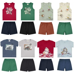Kit Conjunto Elian Meninos Infantil 8 Peças estampas e cores variadas do 1 ao 3