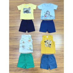 Kit Conjunto Elian Meninos Infantil 8 Peças estampas e cores variadas do 1 ao 3