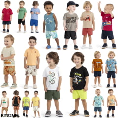 Kit Conjunto Elian Meninos Infantil 8 Peças estampas e cores variadas tamanho 2