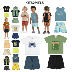 Kit Conjunto Elian Meninos Infantil 8 Peças estampas e cores variadas tamanho 2