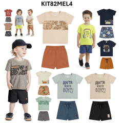 Kit Conjunto Elian Meninos Infantil 8 Peças estampas e cores variadas tamanho 2