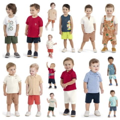 Kit Conjunto Elian Meninos Infantil 8 Peças estampas e cores variadas tamanho 3