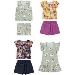 Kit Elian Meninas Infantil 5 Peças estampas e cores variadas do 1 ao 3