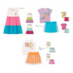Kit Fantoni Meninas Com Estampas Coloridas do 6 ao 8