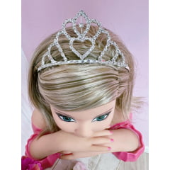 Coroa Infantil Realeza Coração e Pétalas C/ Strass Super Luxo