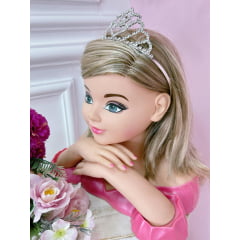 Coroa Infantil Realeza Coração e Pétalas C/ Strass Super Luxo
