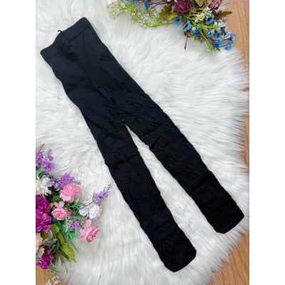 Meia Calça Infantil Algodão Preta Fio 80