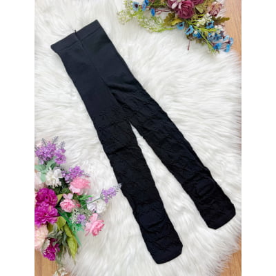 Meia Calça Infantil Algodão Preta Fio 80