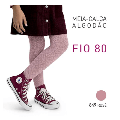 Meia Calça Infantil Algodão Rose Fio 80 Meia Calça Infantil Algodão Rose Fio 80
