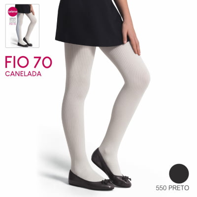 Meia Calça Infantil Canelada Com Elastano Fio 70