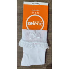 Meia Meninas Infantil Branca Aplique de Lacinho Poliamida