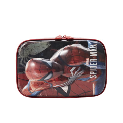 Estojo Box Infantil do Homem Aranha 3D Azul e Vermelha