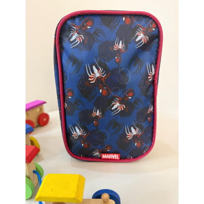 Estojo Box Infantil do Homem Aranha 3D Azul e Vermelha