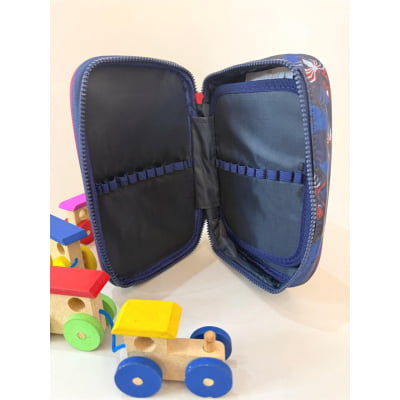 Estojo Box Infantil do Homem Aranha 3D Azul e Vermelha