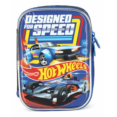 Estojo Escolar Box do Hot Wheels Designed For Speed Azul