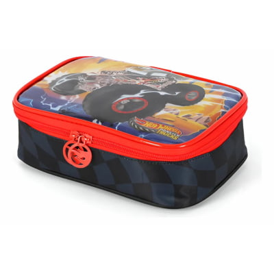 Estojo Escolar Box Hot Wheels Trucks Race Cores