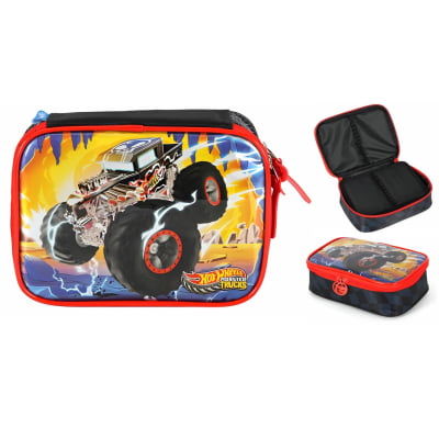 Estojo Escolar Box Hot Wheels Trucks Race Cores