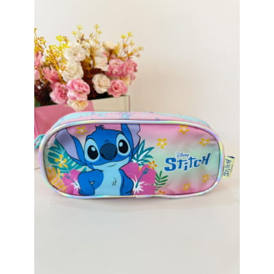 Estojo Escolar Simples da Lilo Stitch e Angel Rosa