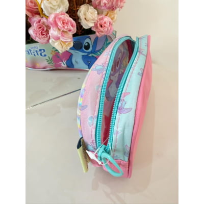 Estojo Escolar Simples da Lilo Stitch e Angel Rosa