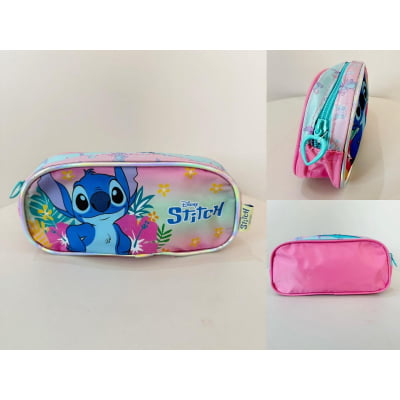 Estojo Escolar Simples da Lilo Stitch e Angel Rosa