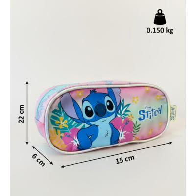 Estojo Escolar Simples da Lilo Stitch e Angel Rosa