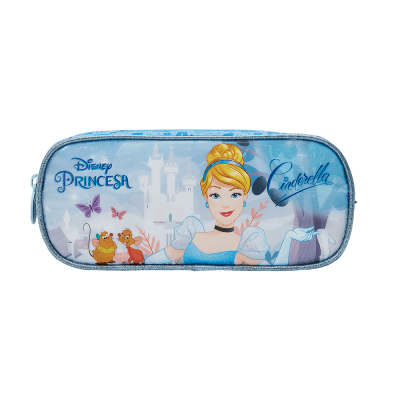 Estojo Simples Escolar da Princesa Disney Cinderela Azul