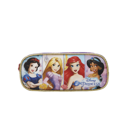 Estojo Triplo Escolar Princesas da Disney Glitter