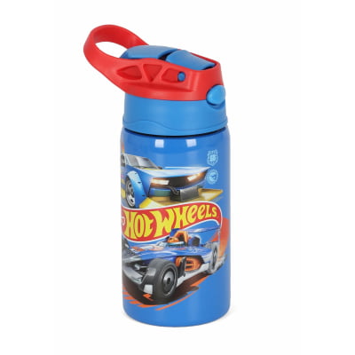 Garrafinha Infantil de 500 ml Aço Inóx Hotwheels Azul