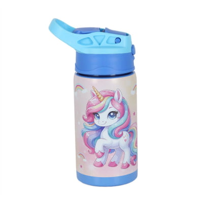 Garrafinha Infantil Térmica Unicórnio Up4you Azul e Rosa